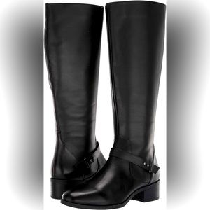 NWT Bandolino Genuine Leather Bloema Knee-High Buckle Riding Boots Black Sz 10 M